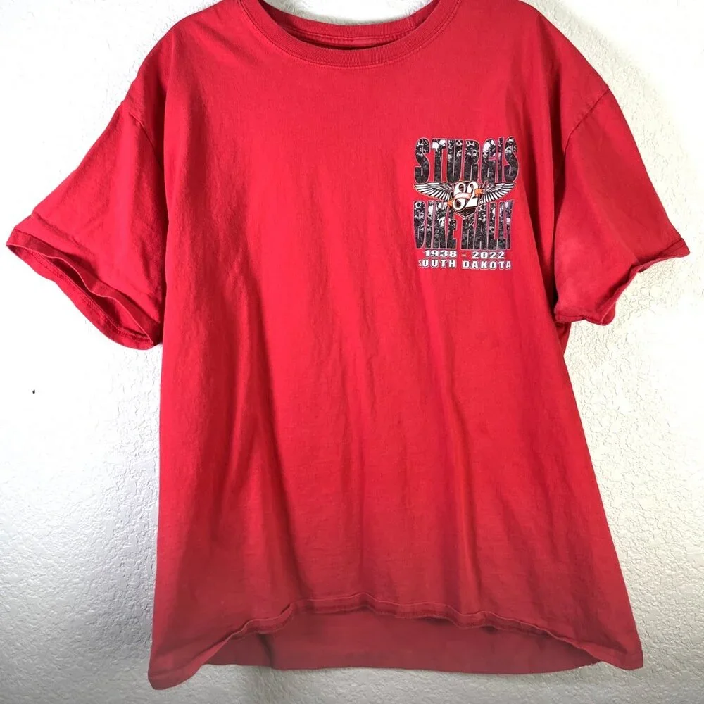 Sturgis Bike Rally Graphic T-Shirt Mens XL Red 2022 82nd Annual South Dakota Tee - Picture 2 of 7